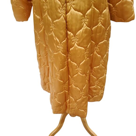 Vintage Rhapsody by Glazier Gold Robe House Coat Jacket Satin Puffy Quilted M/L - Picture 13 of 16